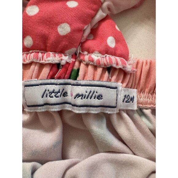 Little Millie Baby Dress 12 Month Watermelon Polkadot Pockets Ruffle Spring Pink - Picture 2 of 5